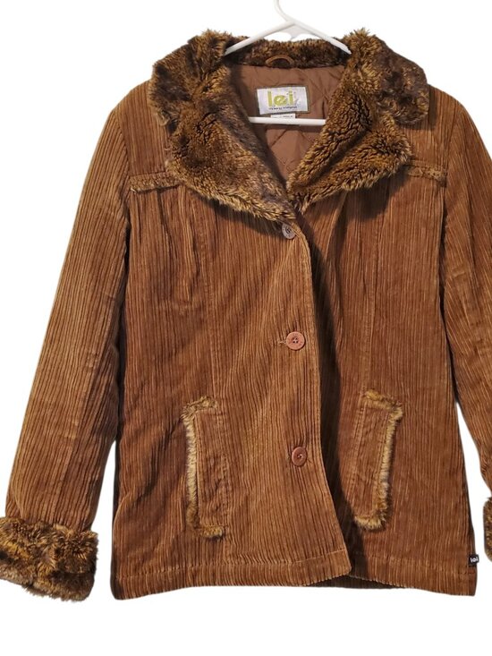 lei Jackets & Blazers - LEI Vintage Y2K Corduroy Raven Faux Fur Disney Jacket - Medium